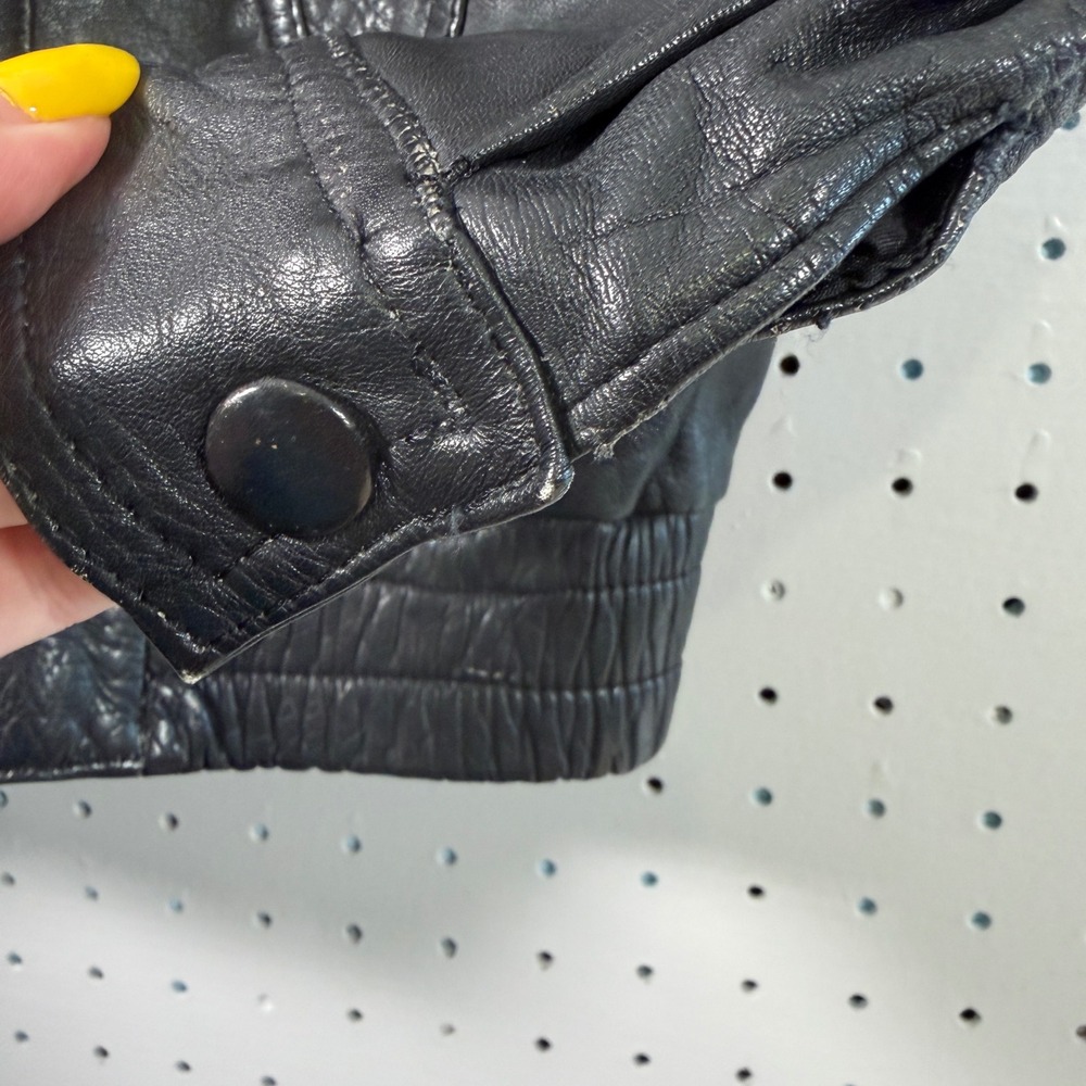 Cueros Curtidos Finos Mens XXL Black Leather Bomber Jacket Argentina Cafe Racer - Picture 6 of 10